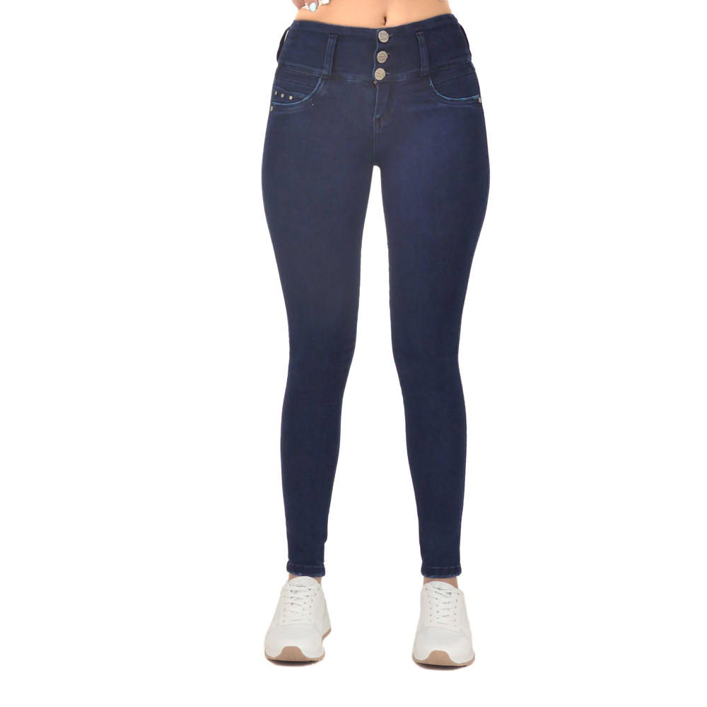 JEAN COLOMBIANO MUJER CHEVIOTTO JEANS AZUL OSCURO 14486 PUSH UP ESTILO Y COMODIDAD COLOMBIANA - 1