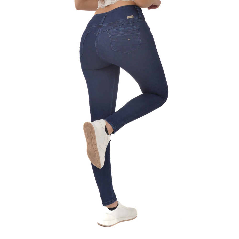 JEAN COLOMBIANO MUJER CHEVIOTTO JEANS AZUL OSCURO 14486 PUSH UP ESTILO Y COMODIDAD COLOMBIANA - 5