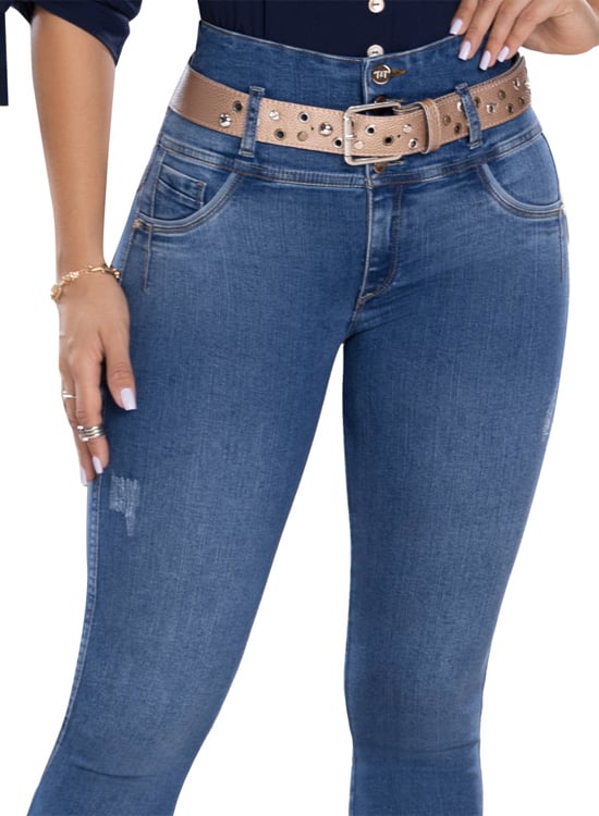 JEANS MUJER T&T JEANS AZUL CLARO PORTUGAL PUSH UP AZUL MEDIO SUPER ALTO ESTILO COLOMBIANO - 3