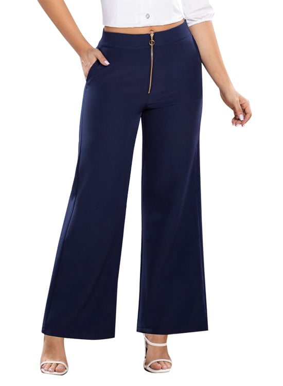 PANTALÓN MUJER T&T JEANS AZUL BARBADOS PALAZZO NOCHE TIRO ALTO ESTILO COLOMBIANO SÚPER CAMPANA - 1