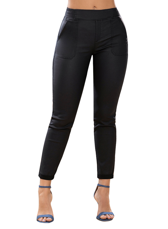 PANTALÓN MUJER T&T JEANS NEGRO CANCUN JOGGER BAGGY ELEGANCIA NEGRA CON LEVANTACOLA ESTILO COLOMBIANO - 1