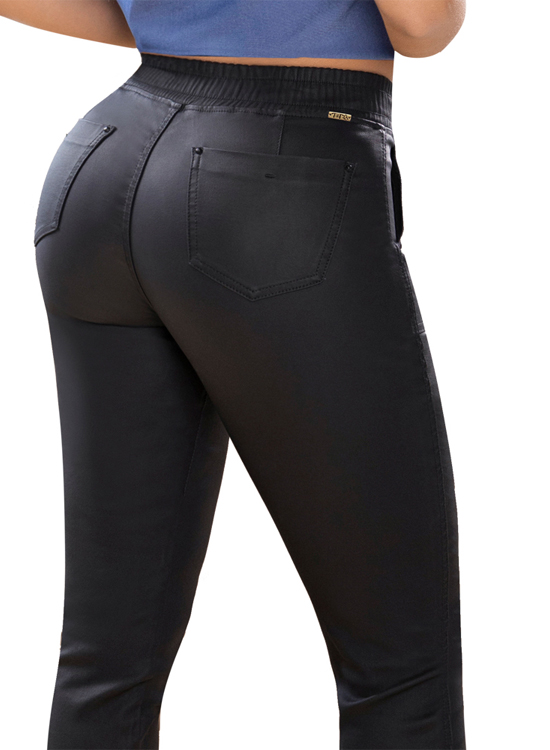 PANTALÓN MUJER T&T JEANS NEGRO CANCUN JOGGER BAGGY ELEGANCIA NEGRA CON LEVANTACOLA ESTILO COLOMBIANO - 4