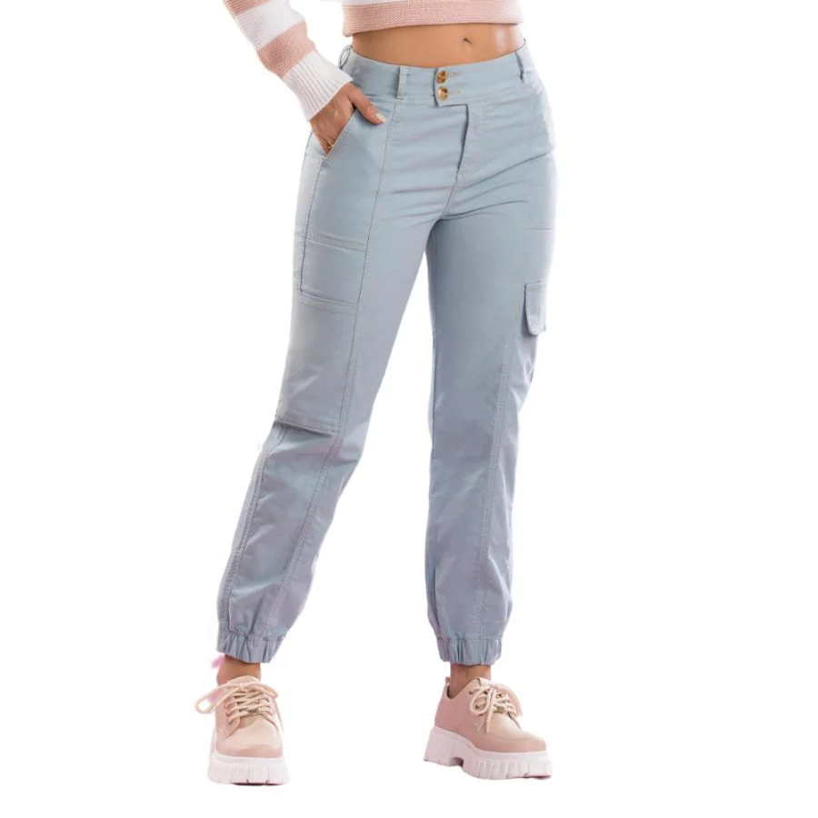 PANTAlÓN CARGO MUJER TYT JEANS MENTA DUQUESA JOGGER CARGO VERDE DISTINCIÓN COLOMBIANA - 1
