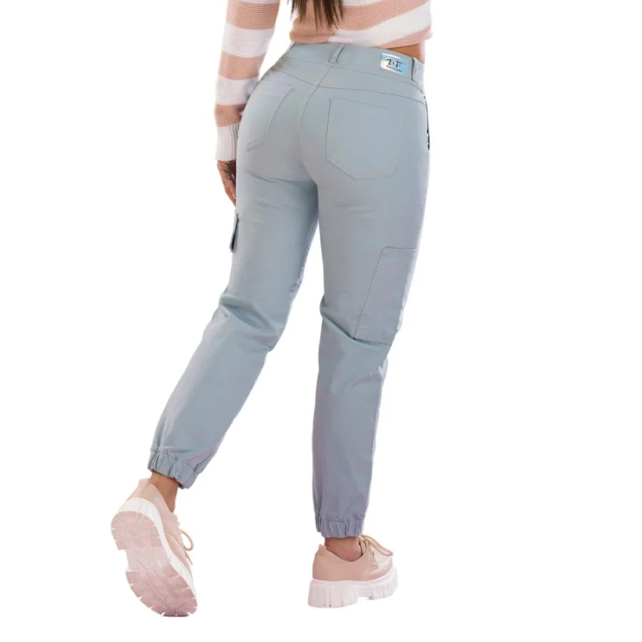 PANTAlÓN CARGO MUJER TYT JEANS MENTA DUQUESA JOGGER CARGO VERDE DISTINCIÓN COLOMBIANA - 2