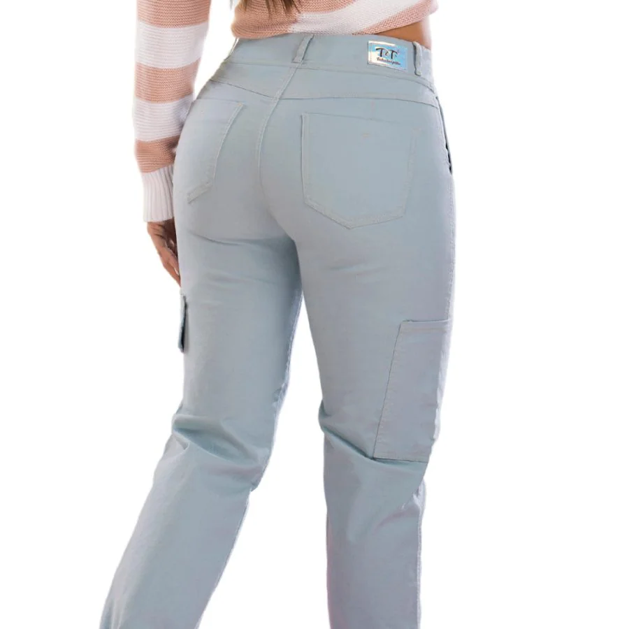 PANTAlÓN CARGO MUJER TYT JEANS MENTA DUQUESA JOGGER CARGO VERDE DISTINCIÓN COLOMBIANA - 4