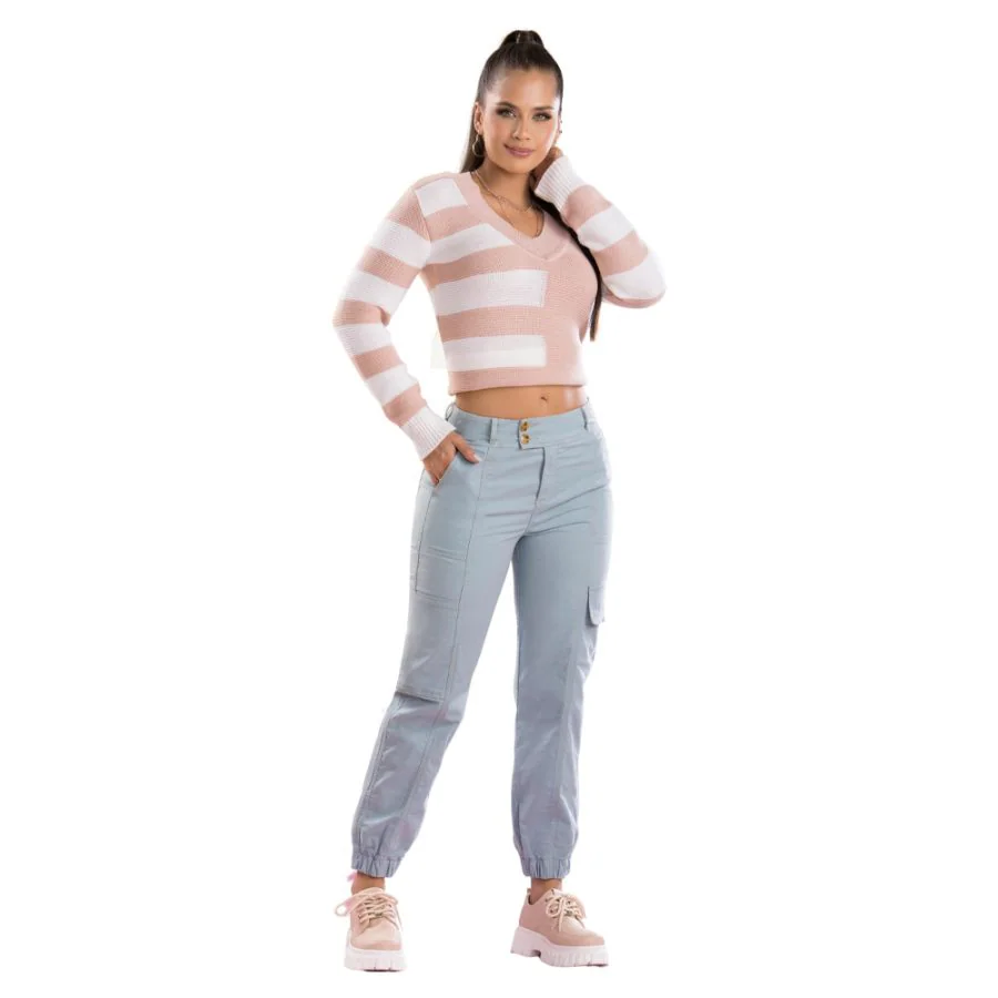 PANTAlÓN CARGO MUJER TYT JEANS MENTA DUQUESA JOGGER CARGO VERDE DISTINCIÓN COLOMBIANA - 5