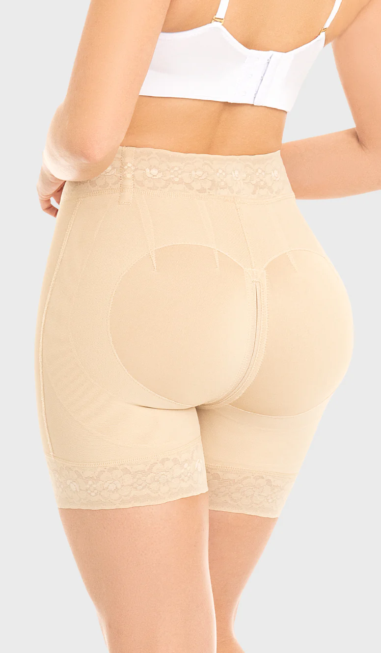 FAJA SHORT MUJER M&D BEIGE COLOMBIANO CORTO CON CIERRE COMPLET - 2