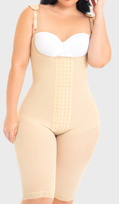 FAJA COLOMBIANA LARGA MUJER M&D BEIGE F0080M&D CON 4 NIVELES DE ABROCHADURA - 3