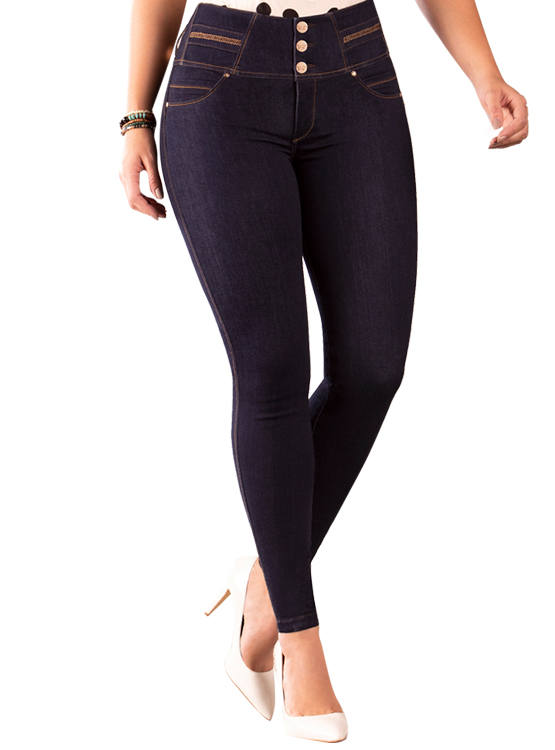 JEANS MUJER T&T JEANS AZUL MONTEVIDEO PUSH UP COLOMBIANO LEVANTA COLA - 1