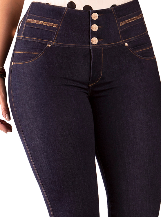JEANS MUJER T&T JEANS AZUL MONTEVIDEO PUSH UP COLOMBIANO LEVANTA COLA - 3