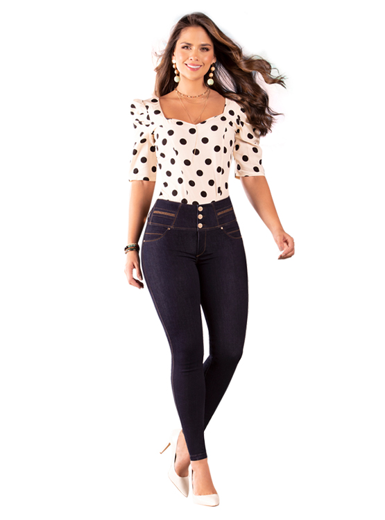 JEANS MUJER T&T JEANS AZUL MONTEVIDEO PUSH UP COLOMBIANO LEVANTA COLA - 5