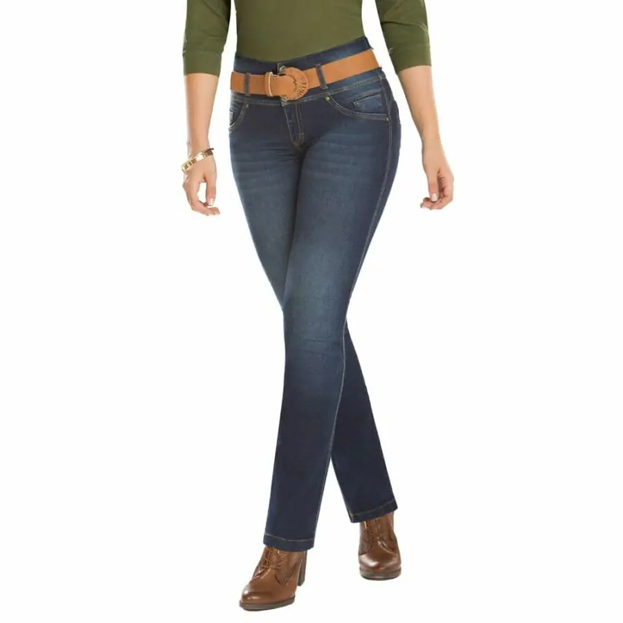 JEANS MUJER T&T JEANS AZUL HALCON PUSH UP COLOMBIANO LEVANTA COLA CLÁSICO - 1