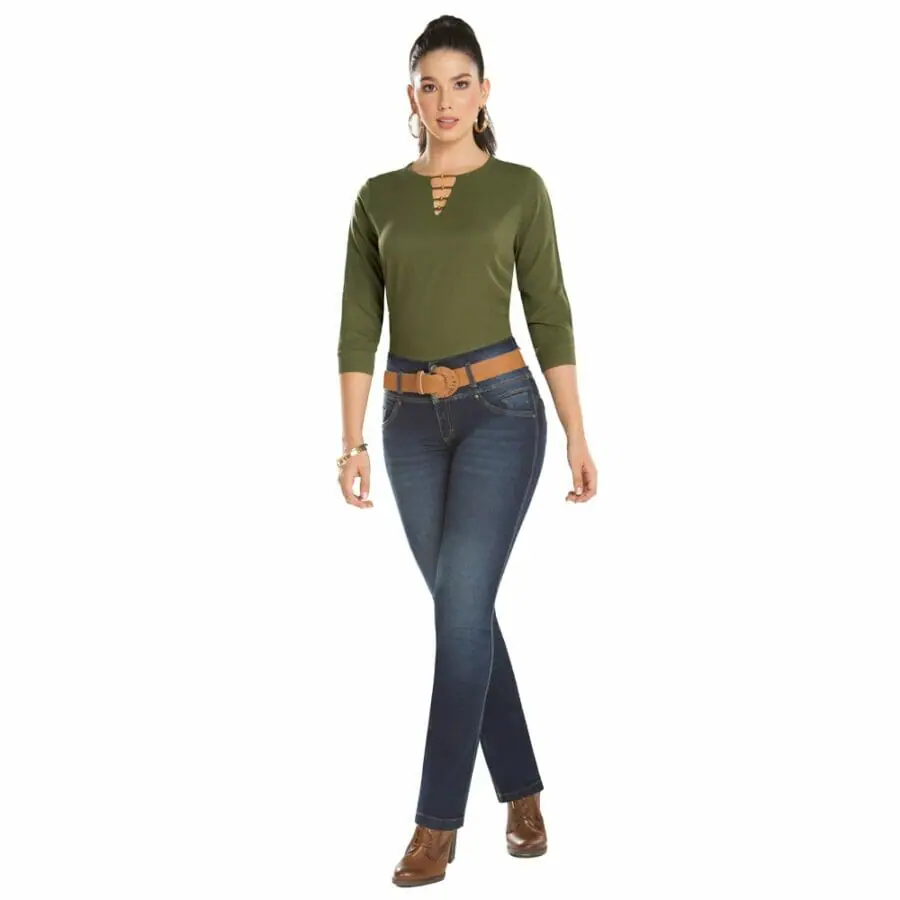 JEANS MUJER T&T JEANS AZUL HALCON PUSH UP COLOMBIANO LEVANTA COLA CLÁSICO - 5
