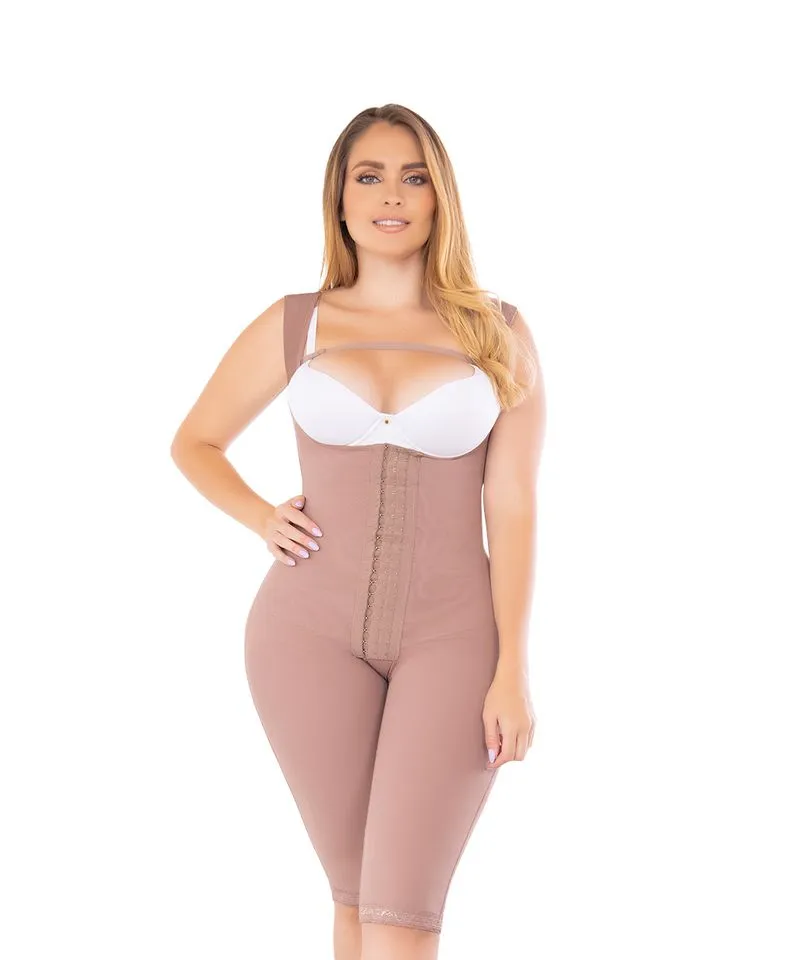 FAJA MUJER FAJATE CHOCOLATE CLARO 11186 DE ALTA COMPRESIÓN A LA RODILLA CON CUBRIMIENTO TOTAL EN ESPALDA - 1