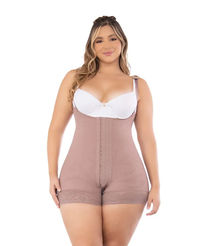 FAJA CACHETERA MUJER FAJATE CHOCOLATE CLARO 11380 CON BROCHES Y CIERRE PERINEAL FIT 360 - 1