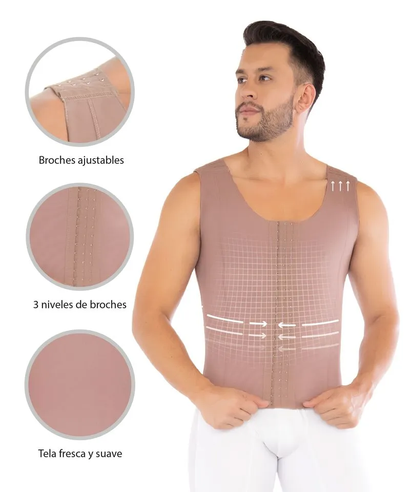 CHALECO MASCULINO POSTQUIRÚRGICO DE ALTA COMPRESIÓN CON BROCHES 11017 FAJATE - 5