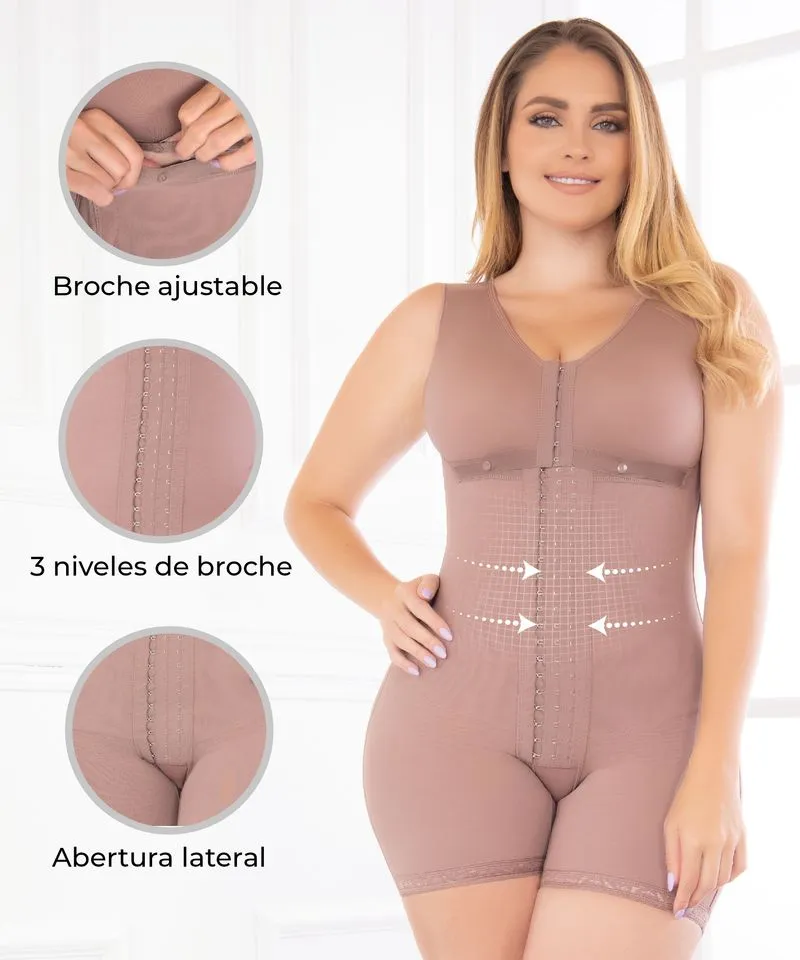 FAJA POSTQUIRÚRGICA CON SOSTÉN MUJER FAJATE CHOCOLATE CLARO 11215 A MEDIA PIERNA COMPRESIÓN ALTA - 5