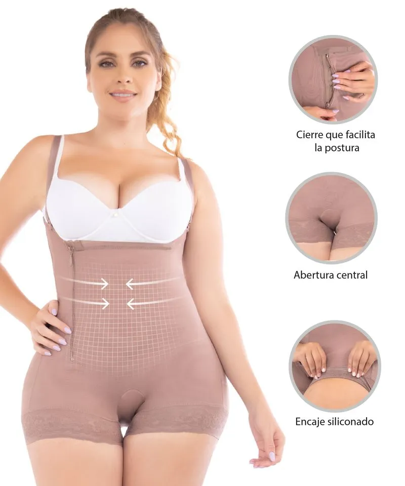 FAJA TIPO SHORT MUJER FAJATE CHOCOLATE CLARO 11046 ALTA COMPRESIÓN CON CIERRE LATERAL - 5