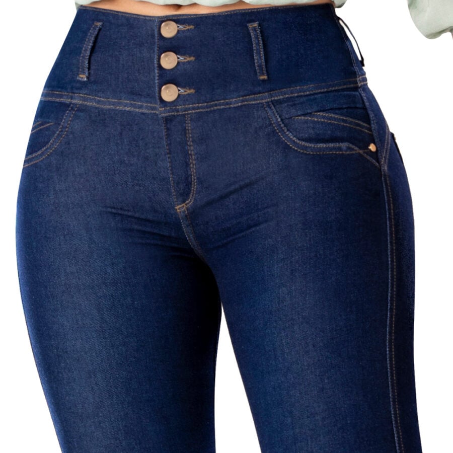 JEANS MUJER T&T JEANS AZUL CHANTILLY PUSH UP CLÁSICO ESTILO QUE RESALTA - 3