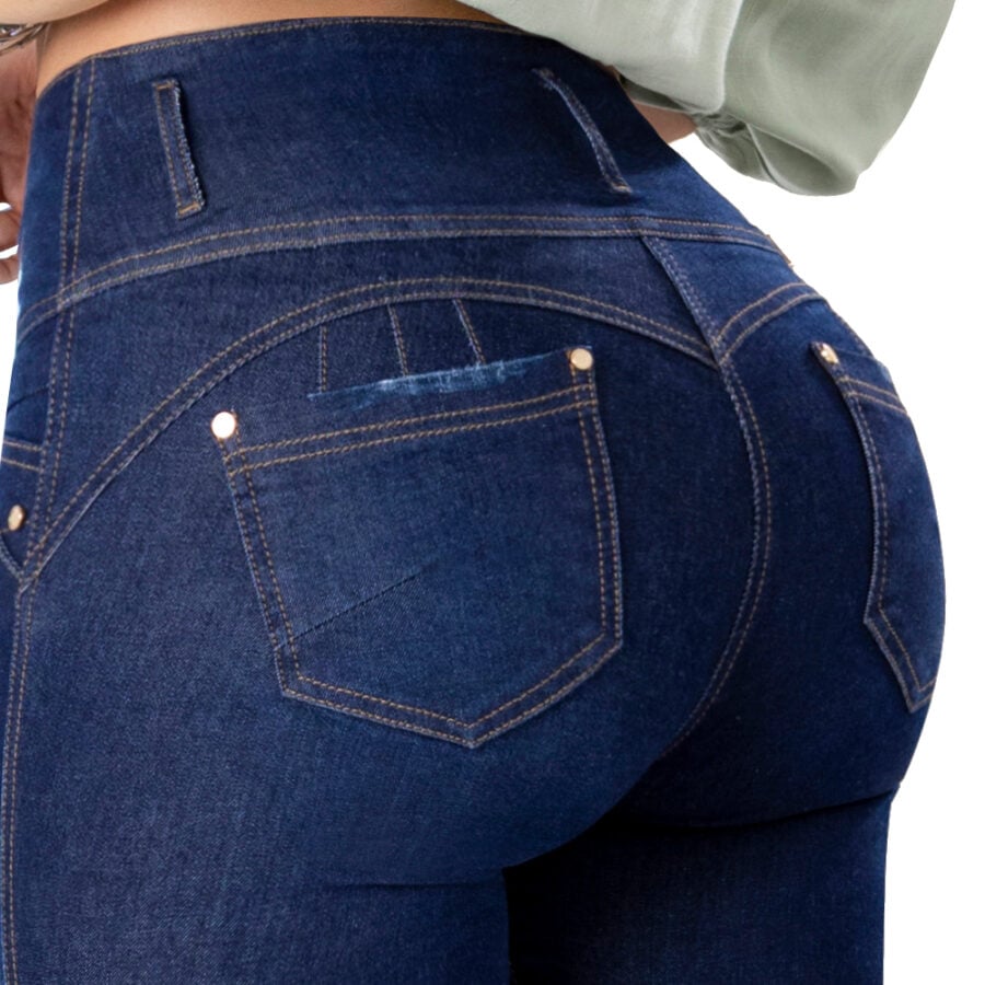 JEANS MUJER T&T JEANS AZUL CHANTILLY PUSH UP CLÁSICO ESTILO QUE RESALTA - 4