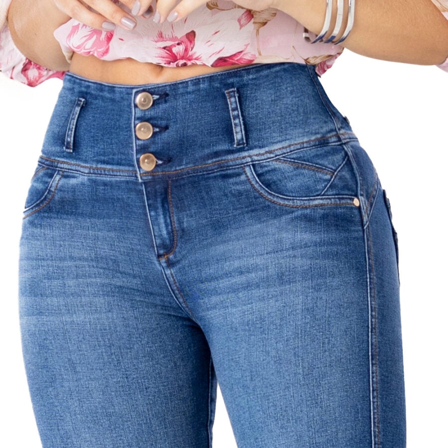 JEANS MUJER T&T JEANS AZUL CLARO ALFAJOR PUSH UP CLÁSICO ESTILO QUE RESALTA - 3