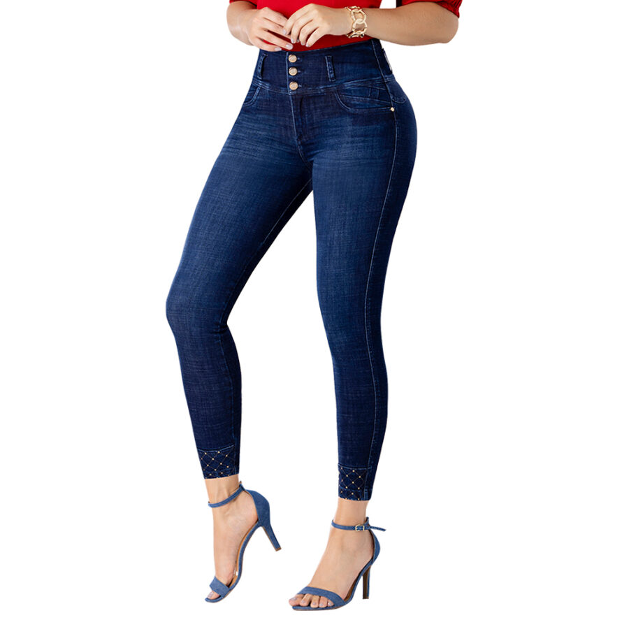JEANS MUJER T&T JEANS AZUL AREQUIPE PUSH UP ESTILO ÚNICO CON EFECTO - 5