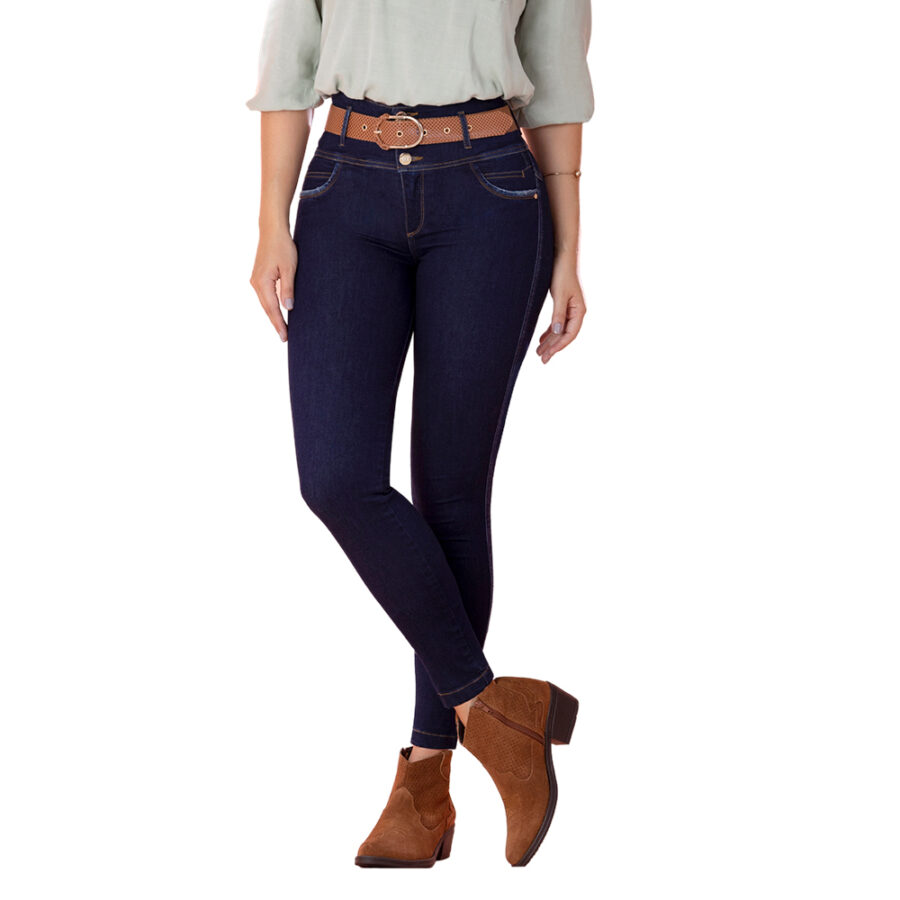 JEANS MUJER T&T JEANS AZUL OSCURO TRUFA PUSH UP COLOMBIANOS - 1