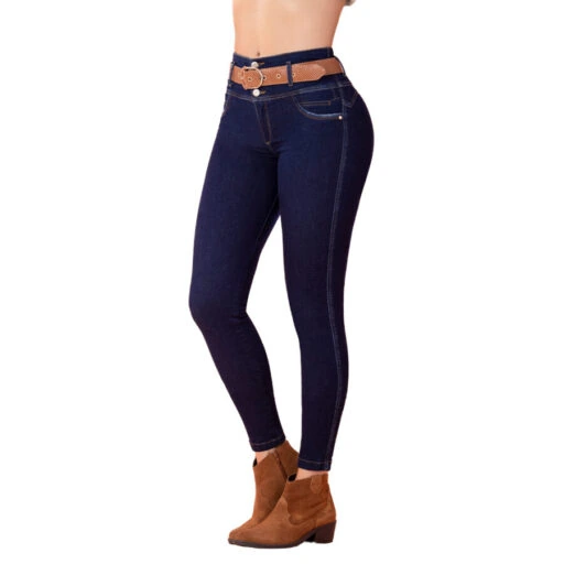 JEANS MUJER T&T JEANS AZUL OSCURO TRUFA PUSH UP COLOMBIANOS - 3