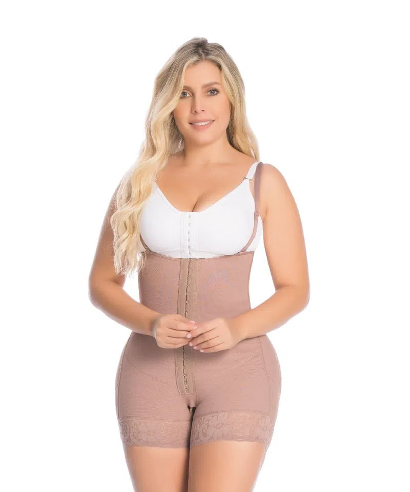 FAJA STRAPLE MUJER FAJATE CHOCOLATE CLARO 11230 SS TIPO SHORT ULTRA REALCE - 1