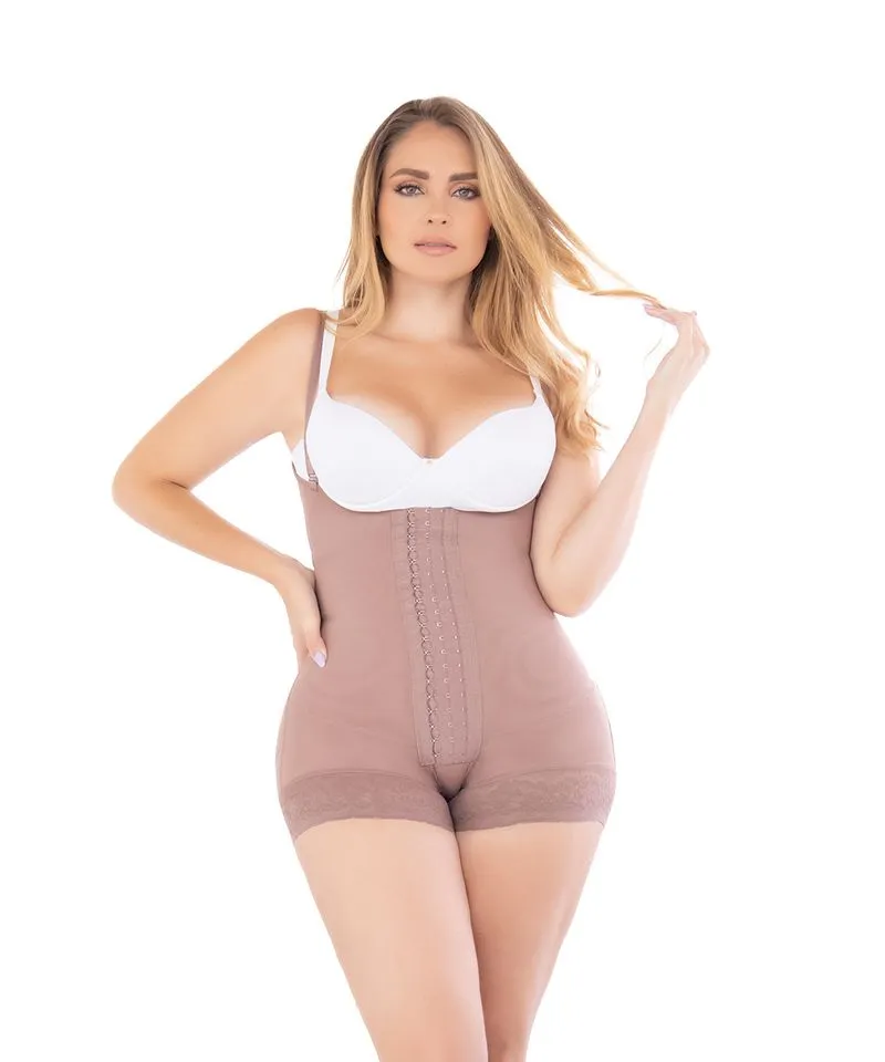 FAJA TIPO SHORT MUJER FAJATE CHOCOLATE CLARO 11066 DE ALTA COMPRESIÓN CON BROCHES - 1