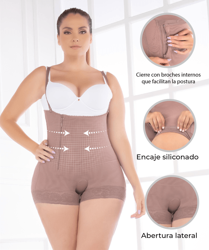 FAJA TIPO CACHETERA MUJER FAJATE CHOCOLATE CLARO 11068 STRAPLESS CON CIERRE LATERAL - 5
