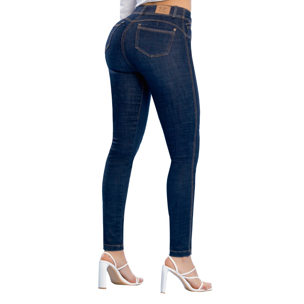 JEANS MUJER T&T JEANS AZUL BRONCO PUSH UP OCHENTERO SÚPER LICRADO PROFUNDO - 1