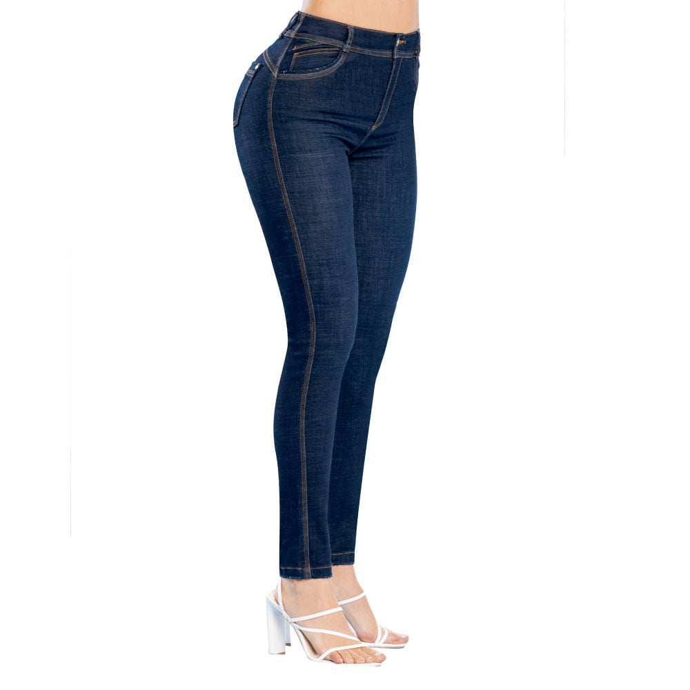 JEANS MUJER T&T JEANS AZUL BRONCO PUSH UP OCHENTERO SÚPER LICRADO PROFUNDO - 2