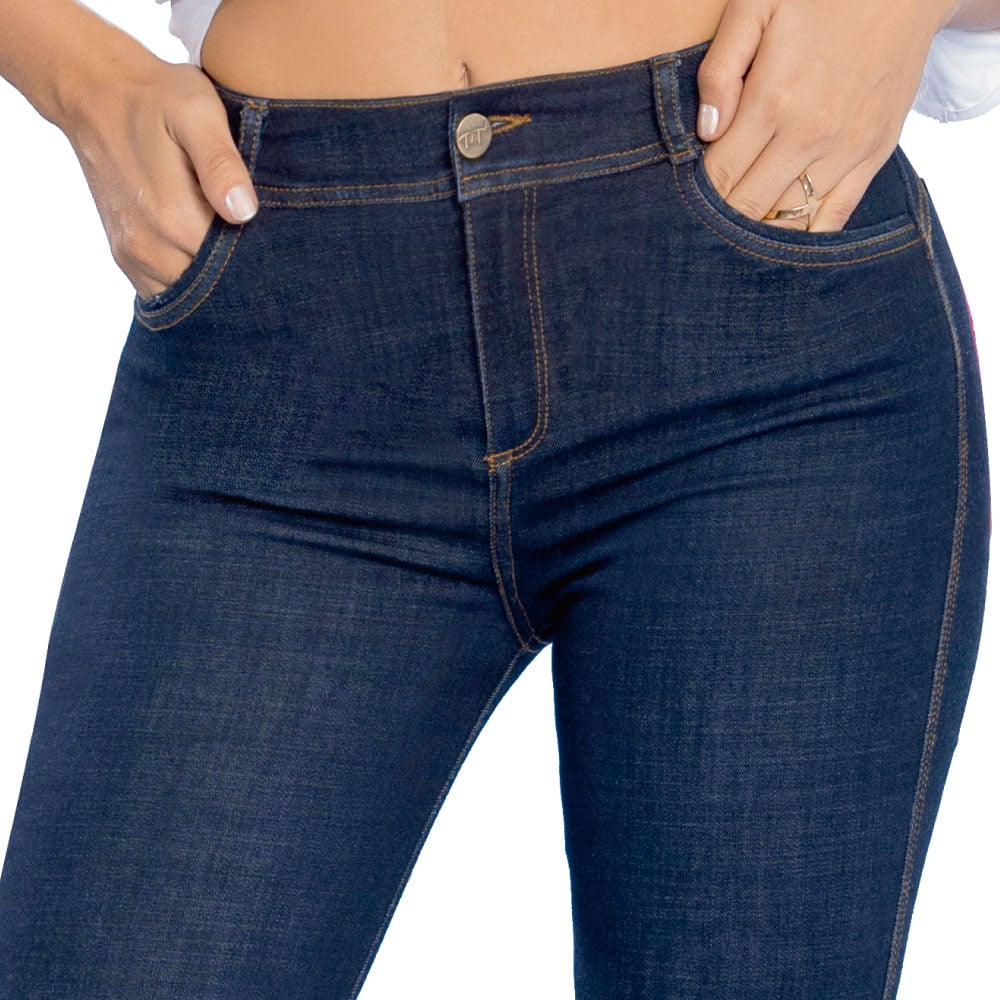 JEANS MUJER T&T JEANS AZUL BRONCO PUSH UP OCHENTERO SÚPER LICRADO PROFUNDO - 4