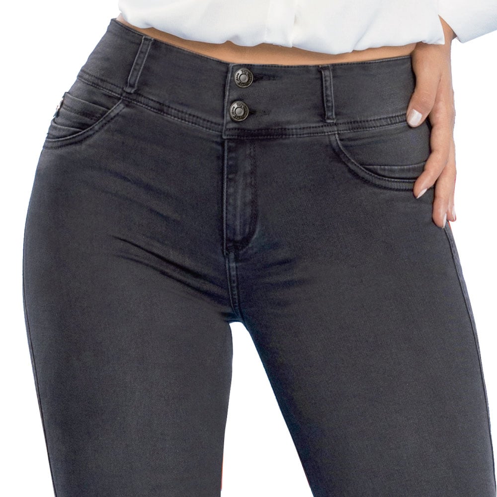 JEANS MUJER T&T JEANS GRIS IMPERIO PUSH UP TIRO ALTO CON BOTA TUBO - 4