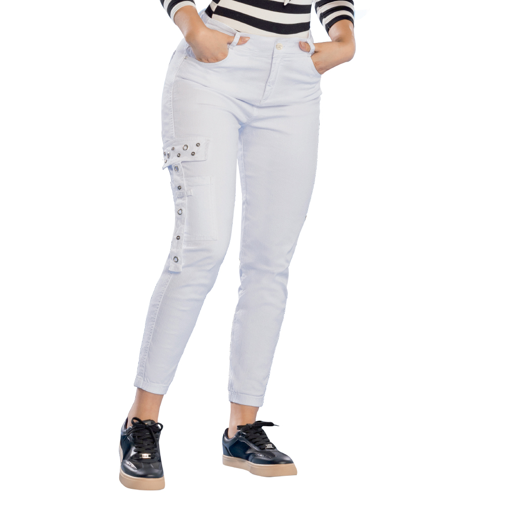 JEANS MUJER T&T JEANS BLANCO RODEO MOM TIRO ALTO SEMI TUBO - 1