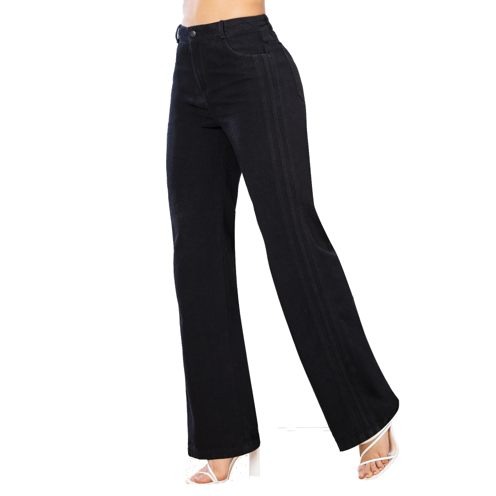 JEAN PALAZZO MUJER T&T JEANS PISCOLA TIRO ALTO BOTA AMPLIA DETALLES DEPORTIVOS EN ÍNDIGO RÍGIDO - 5