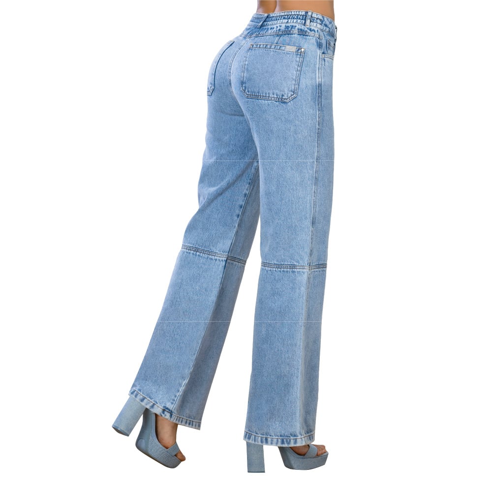 JEAN PALAZZO MUJER T&T JEANS BORBON BORBÓN TIRO ALTO BOTA AMPLIA EN ÍNDIGO RÍGIDO AZUL FROSTER - 5