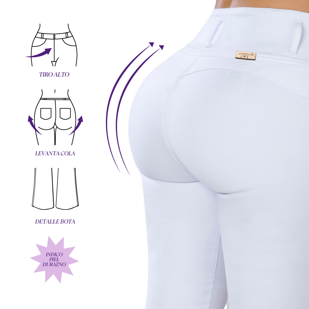 JEAN MUJER T&T JEANS PARADISE ELEGANCIA Y ESTILO EN BLANCO - 3