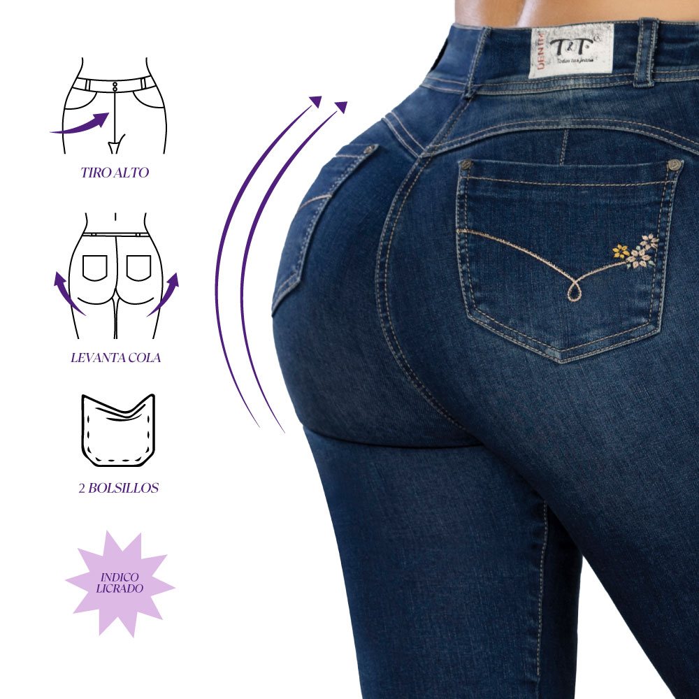 JEAN MUJER T&T JEANS VICHE OCHENTERO TIRO SÚPER ALTO Y DISEÑO ELEGANTE - 3