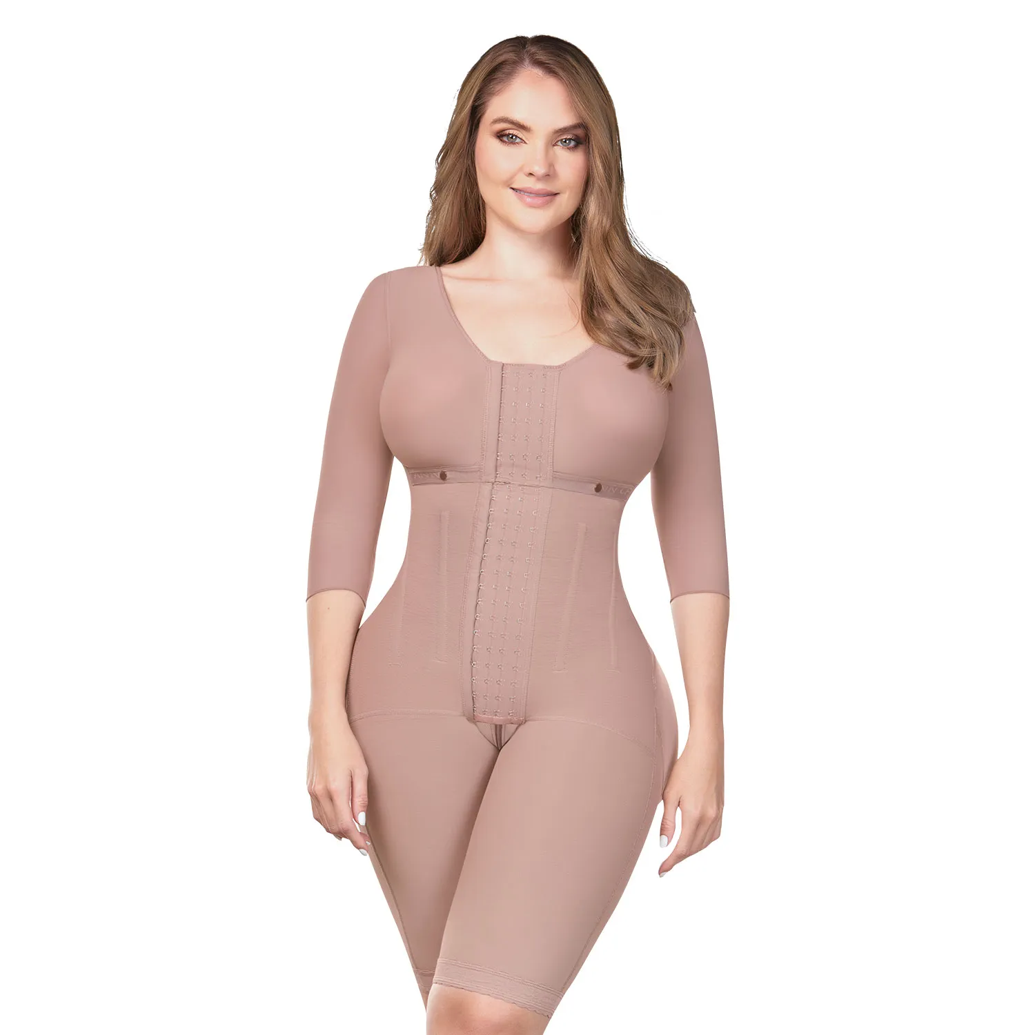 FAJA COLOMBIANA FULL BODY A LA RODILLA POSTOPERATORIO MANGAS RELOJ DE ARENA MUJER 5178 ANN CHERY - 1