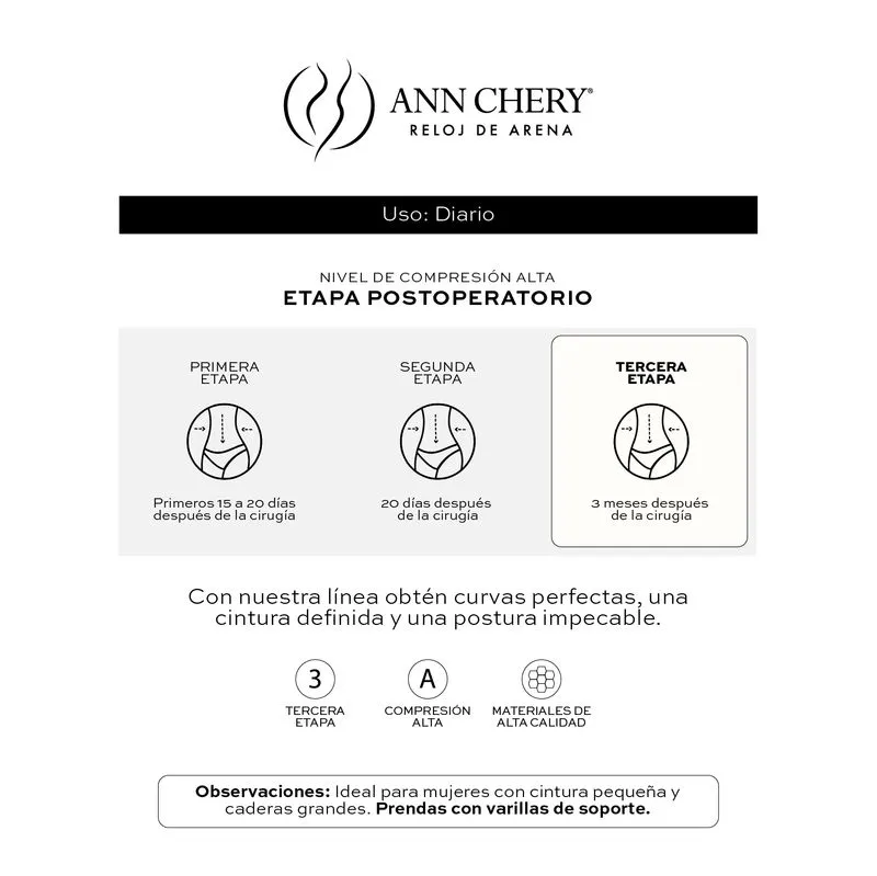 FAJA COLOMBIANA TIPO SHORT 4 BROCHES RELOJ DE ARENA MUJER 5165 ANN CHERY - 4