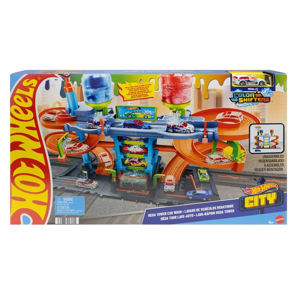 HOT WHEELS CITY MEGA CAR WASH LAVADO DE AUTOS CON CAMBIO DE COLOR - 1