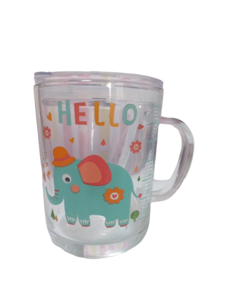 TAZA ALEGA ELEFANTE VIDRIO LECHE CON ASA NIÑOS - 1