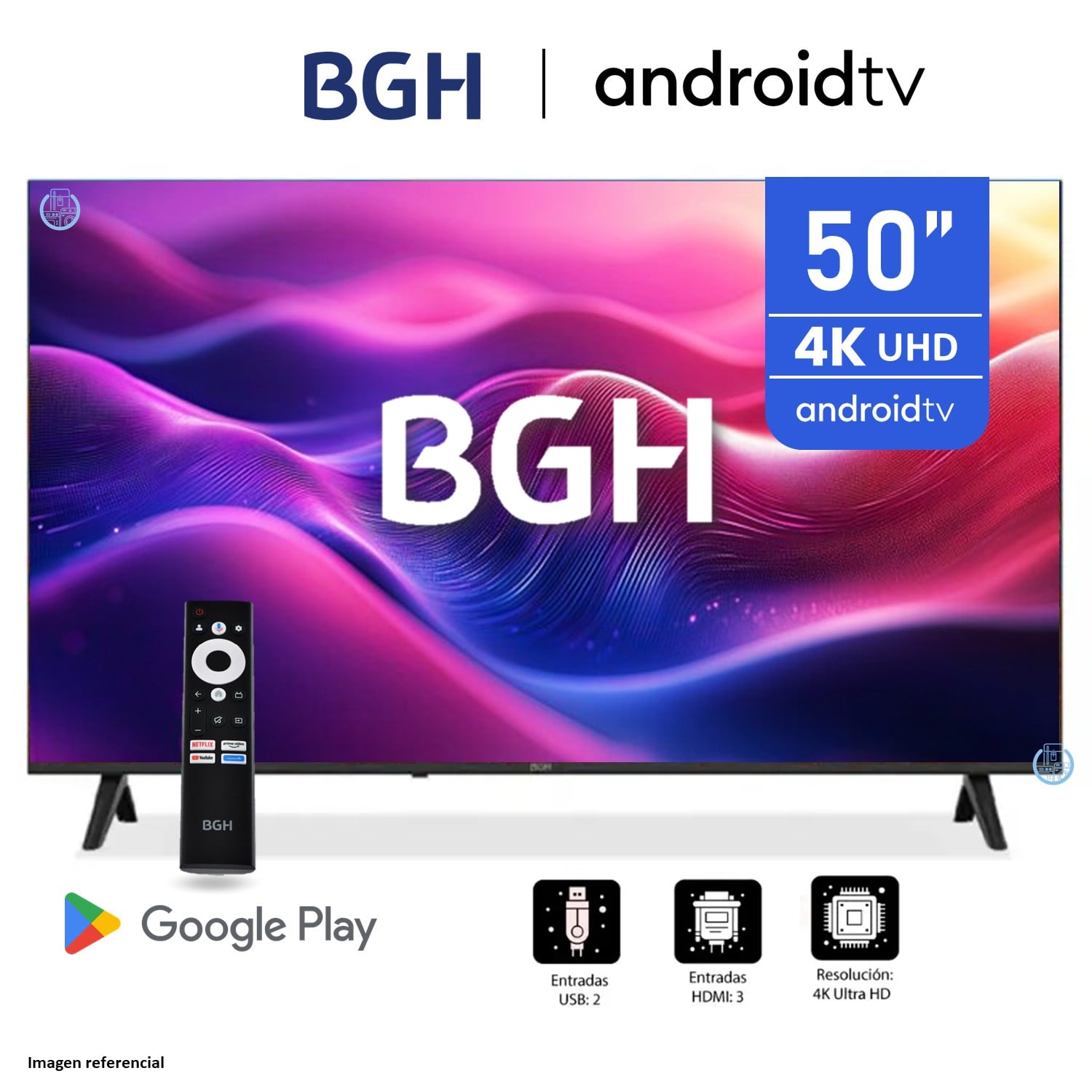 TELEVISOR BGH 50' UHD 4K ANDROID TV B5024UK6AIP MODELO 2025 - 1