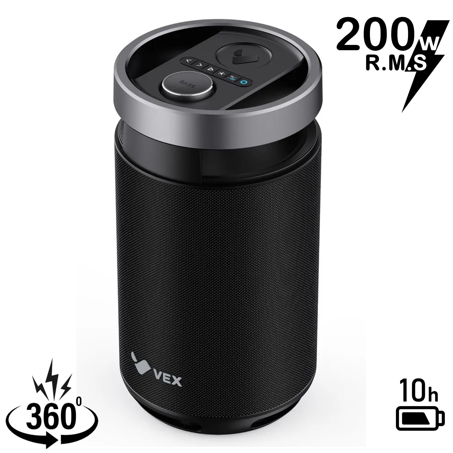 PARLANTE BLUETOOTH VEX ELITE M1 200W IPX6 USB 10H 360° - 1