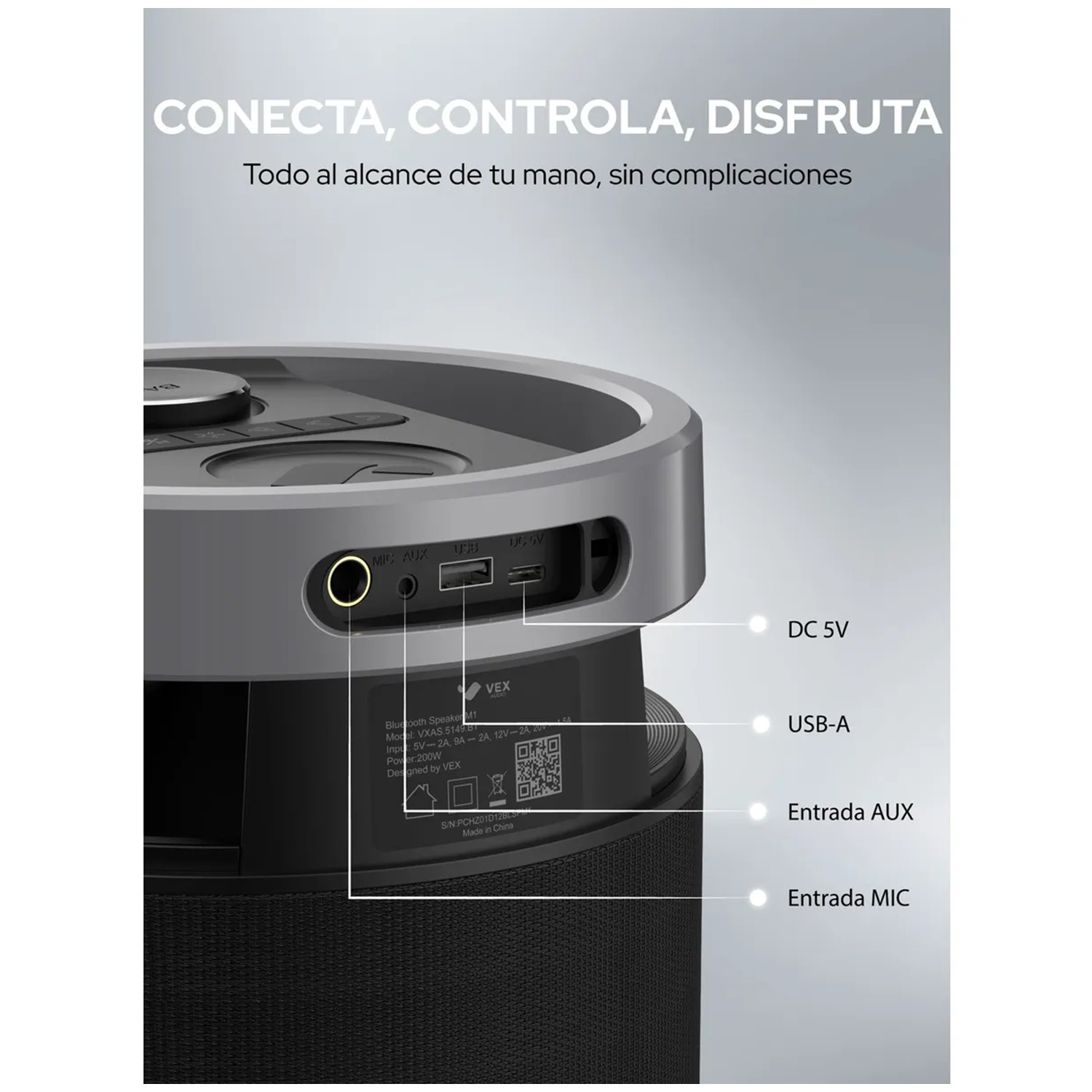 PARLANTE BLUETOOTH VEX ELITE M1 200W IPX6 USB 10H 360° - 4