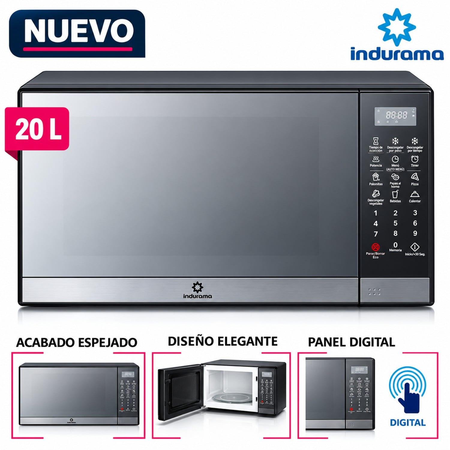 HORNO MICROONDAS INDURAMA 20L CROMA MWI-20TCRP - 1
