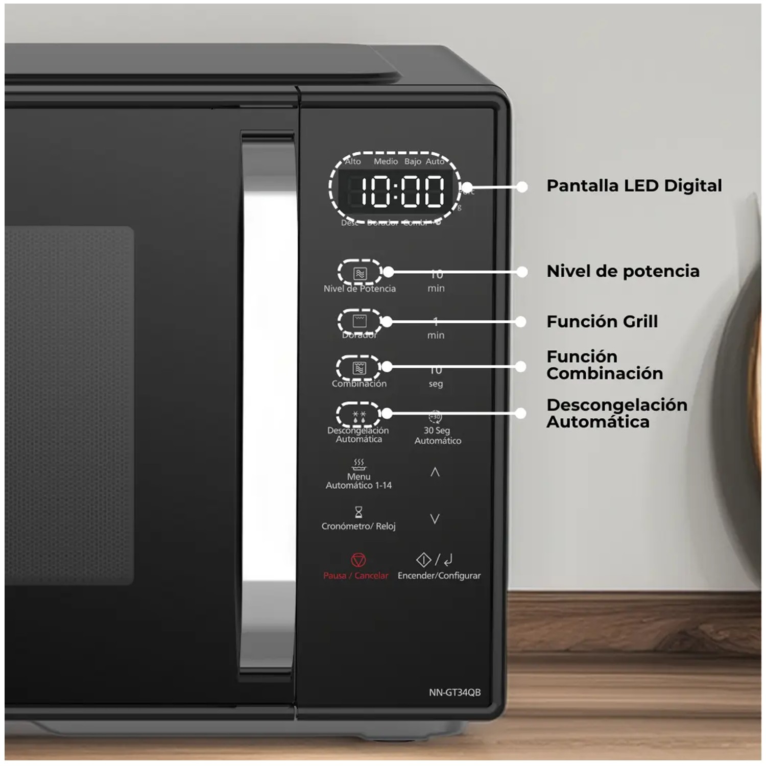 HORNO MICROONDAS PANASONIC 25L GRILL/DORADOR NN-GT34QBRPK - 4