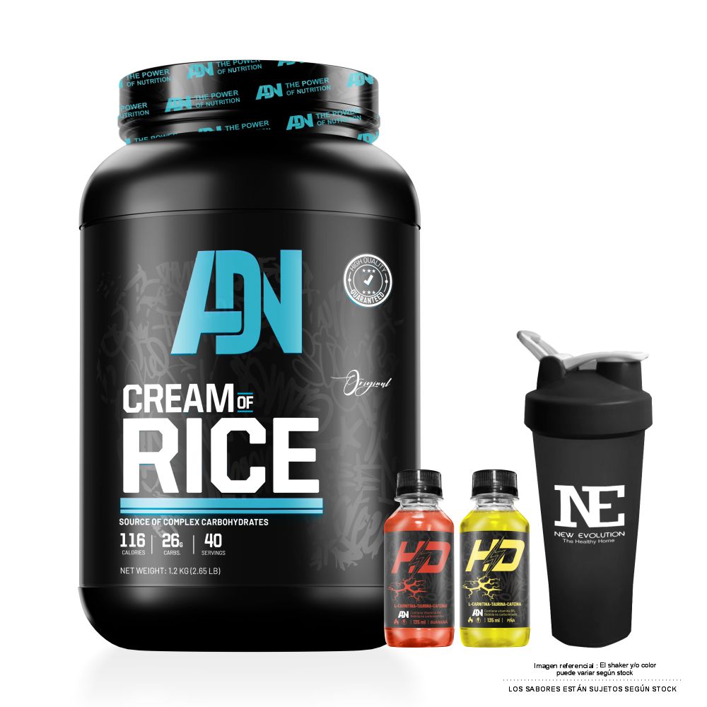 ADN NUTRITION CREAM OF RICE 1.2 KG. CHOCOLATE + SHAKER - 1